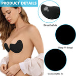 MAYCREATE 1 Pair Silicone Wire Free Stick-On Bra Padded, Adhesive Bra Strapless Silicone Invisible Push Up Reusable Self Sticky Bra for Backless Dress Stick on Bra, Black, C