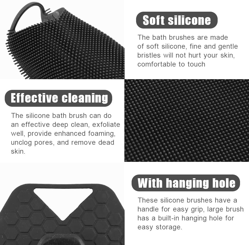 MAYCREATE Silicone Body Scrubber, Body Buffer Exfoliating Brush with Silicone Loofah, Bath & Body Brushes for Men Women Kids use in Shower, Scalp Exfoliator Hair Shampoo Skin Cleaning Brush