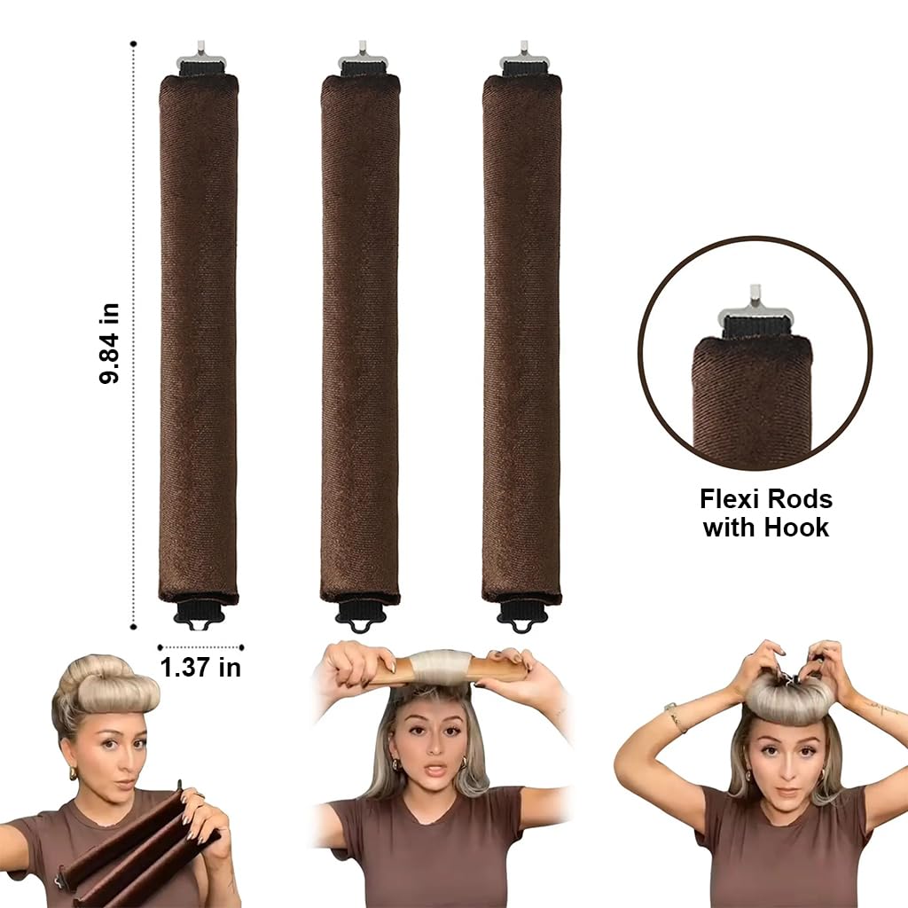 MAYCREATE Heatless Hair Curler for Overnight Curls with Hook Design and Satin Rollers | 3 PCS