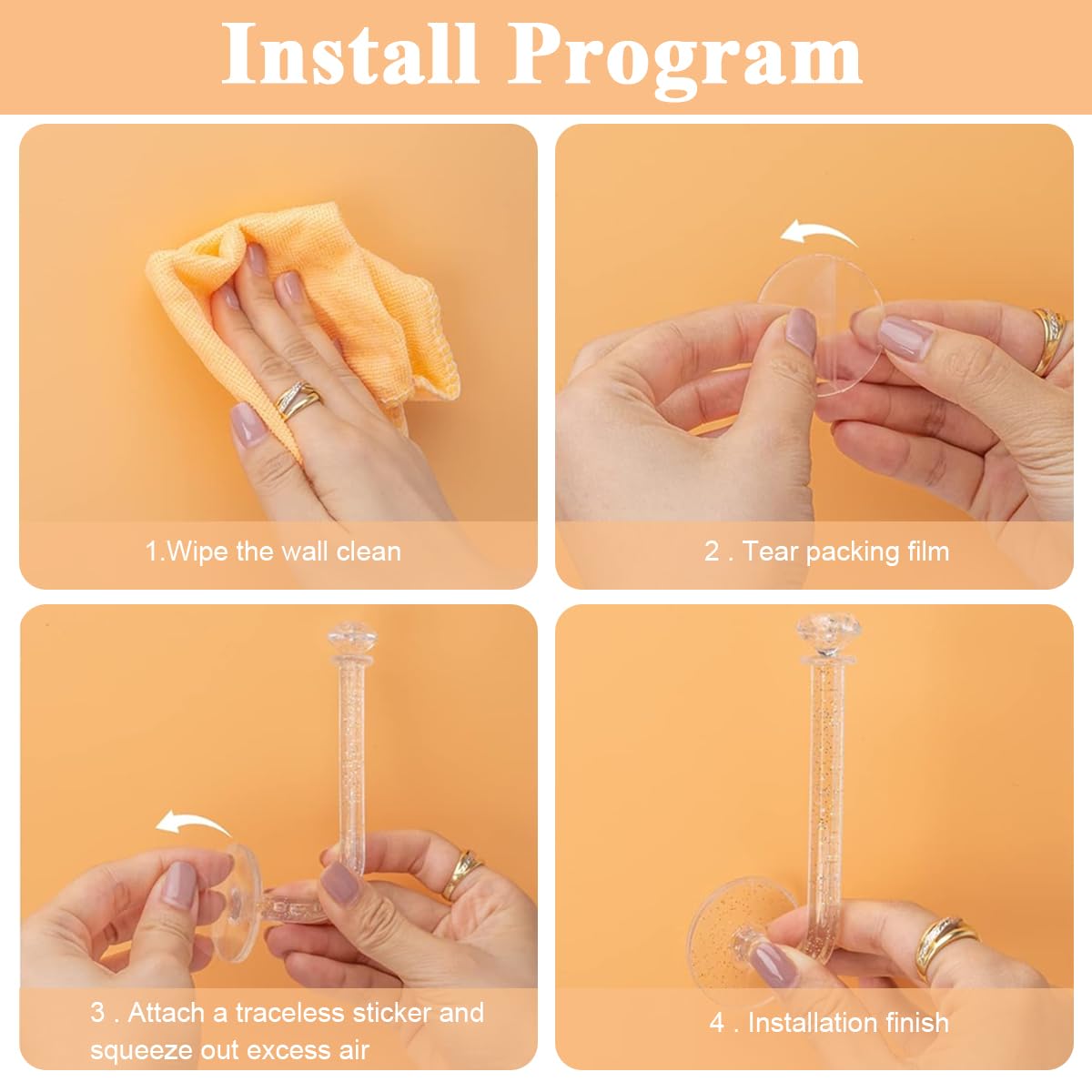 MAYCREATE 4Pcs Headband Holder Stand Scrunchie Organizer, Acrylic Clear Glitter Adhesive Scrunchy Holder Scrunchie Tower Storage Wall Hook for Women Girl Headband Bracelet Necklace