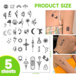 MAYCREATE Temporary Tattoos for Kids and Adults featuring 5 Sheets 77 Designs | Sweatproof 2‑Week Body Stickers