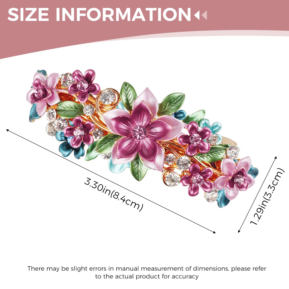 MAYCREATE Barrette Hair Clips for Women, Luxurious Flower Spring Hair Clip, Stylish Metal Crystal Hair Barrettes Accessories Ponytail Holder for Daily, Mothers Day Gift