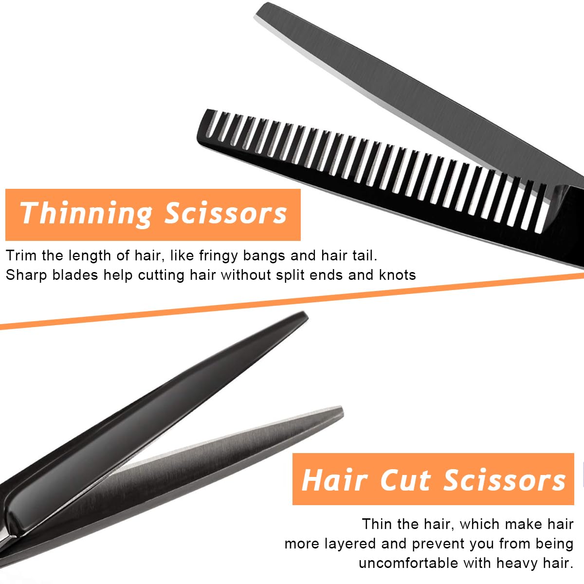 MAYCREATE Hair Cutting Scissors Kit for Home Use with Adjustable Screw & 10 Pcs Set | Stainless Steel for Men Women and Kids