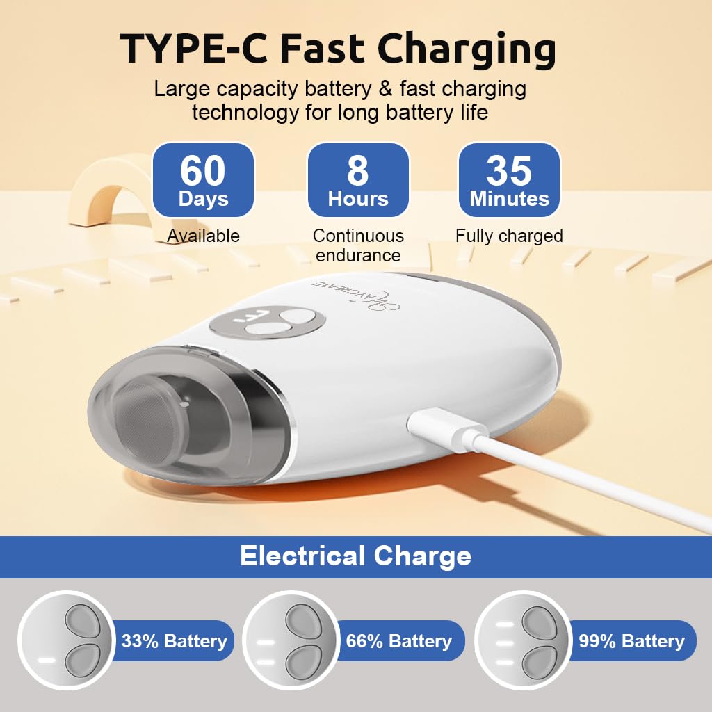 MAYCREATE USB Baby Nail Trimmer with LED Light featuring 2 in 1 Dual Head Design for Kids and Adults