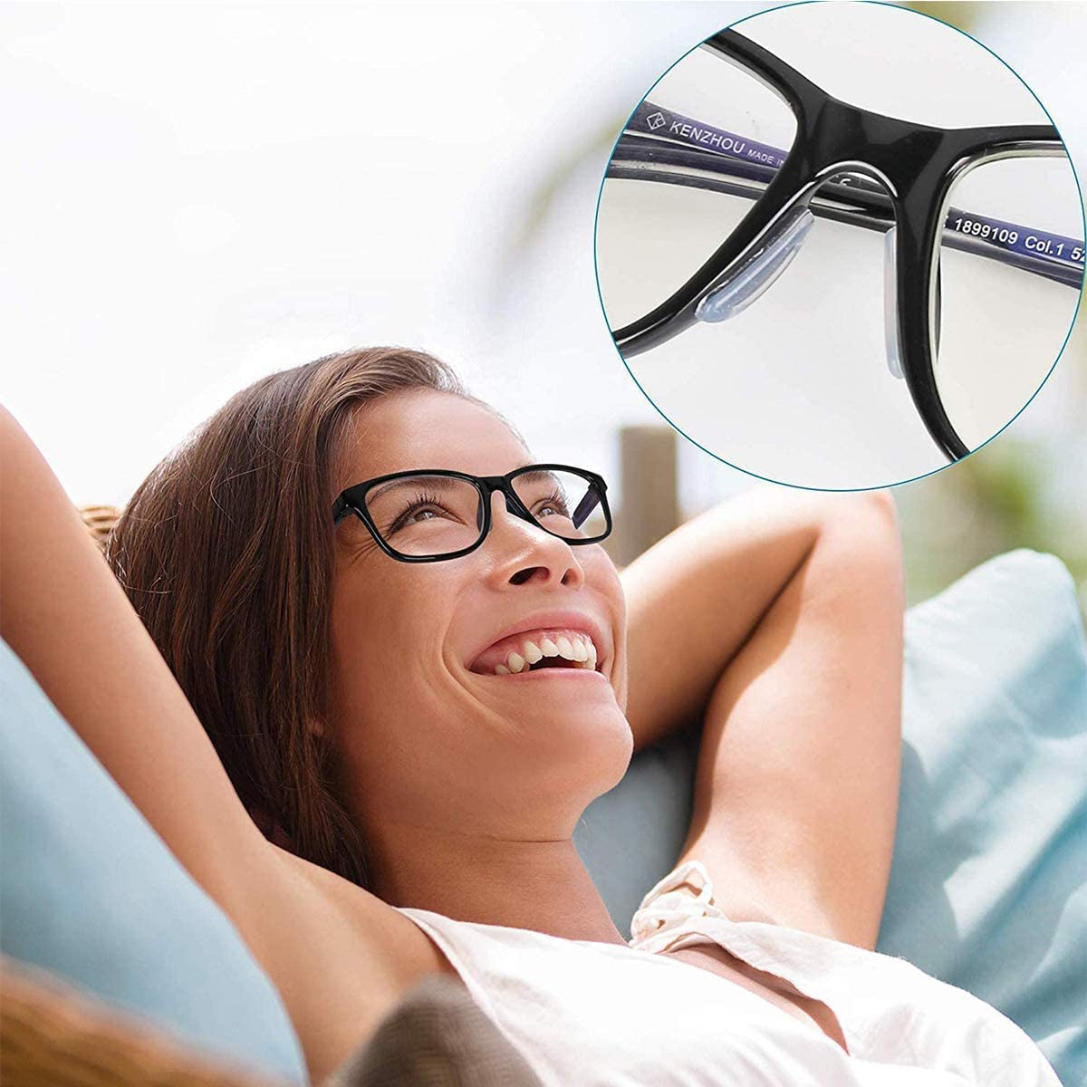 MAYCREATE 12 Pairs Adhesive Eyeglasses Nose Pads, D Shape Stick-on Anti-Slip White Silicone Eyeglasses Nose Pad Replacement, Self Adhesive Nose Pads Glasses Nose Pad