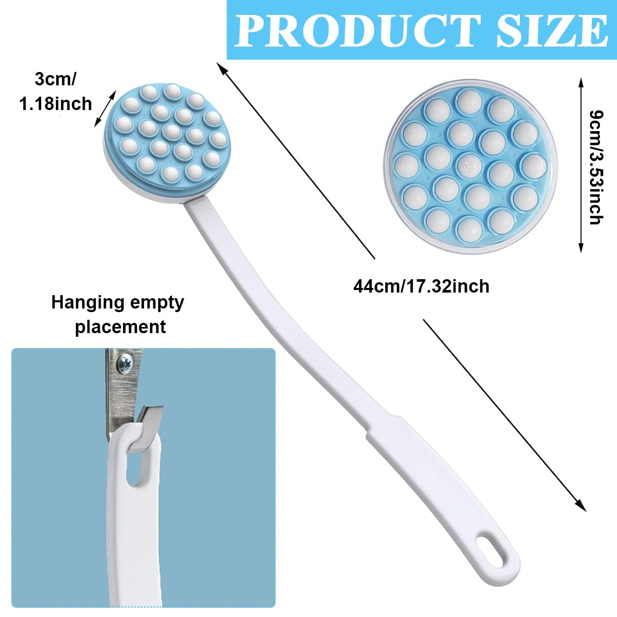 MAYCREATE Body Lotion Applicator for Back and Legs with 14.9 in Long Handle | 19-Ball Rotary Massager