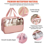 MAYCREATE 3 Pcs Clear Makeup Pouch Set Cosmetic Organizer Bag for Women and Girls Travel Waterproof Toiletry Storage Kit for Home Travel Use (Rose Pink)