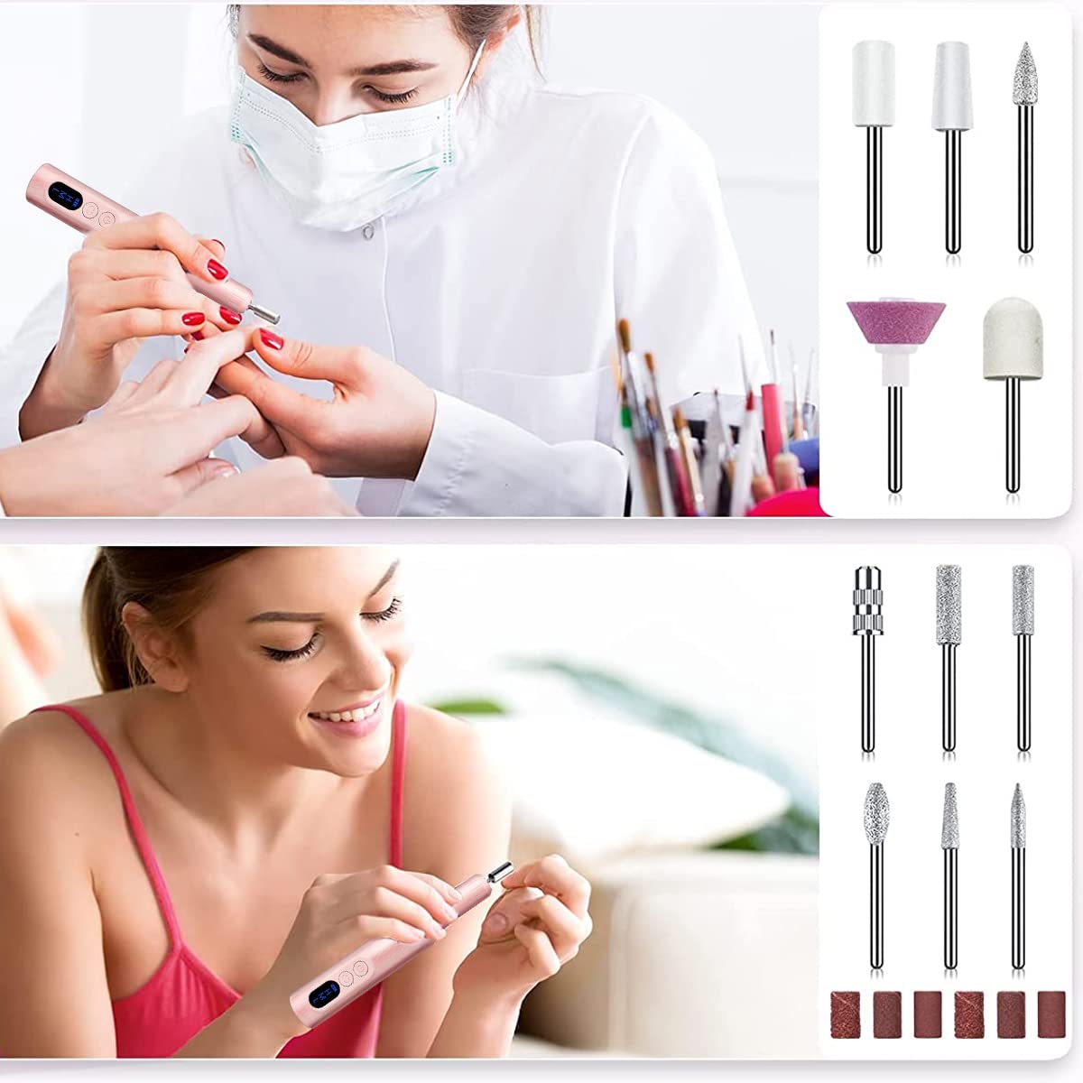 MAYCREATE Nail Drill Machine for Manicure and Pedicure with LCD Display and 20000rpm | USB Rechargeable Cordless Design