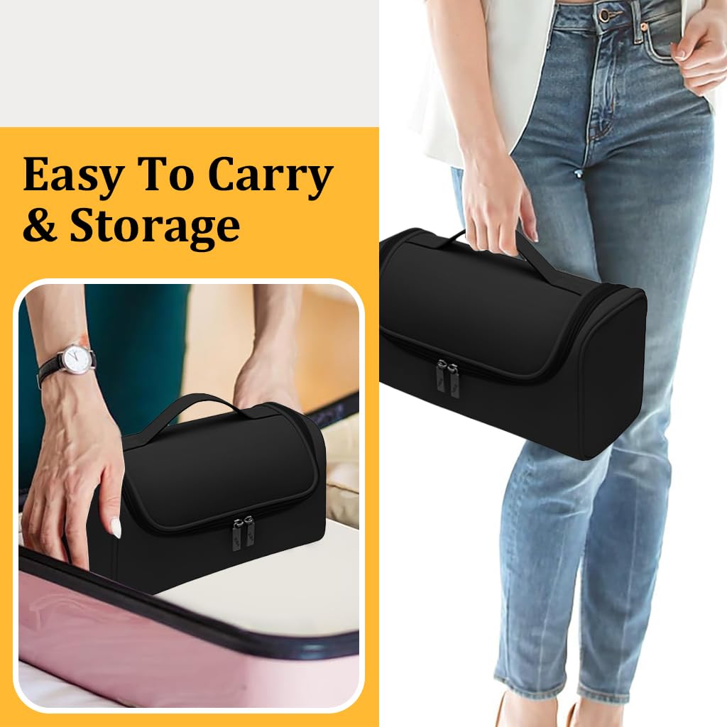 MAYCREATE Travel Storage Bag for Dyson Airwrap featuring 5 Compartments and Hanging Hook | Waterproof PU Organizer for Hair Tools