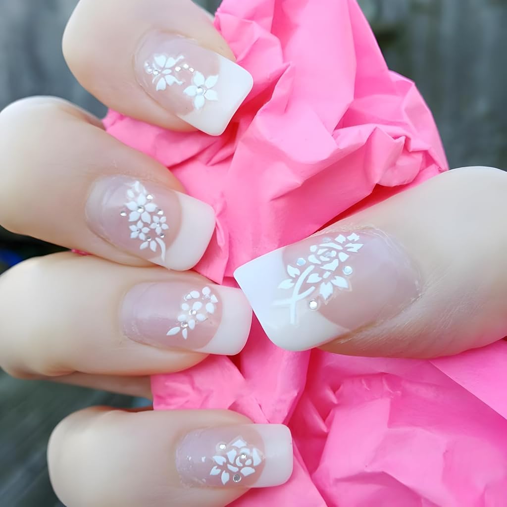 MAYCREATE® 30 Sheet Mini Flower Nail Decal Stickers Self-Adhesive Nail Art Decal Stickers Decorative Nail Decals Little White Flower French Nail Decals Craft Charm Stickers