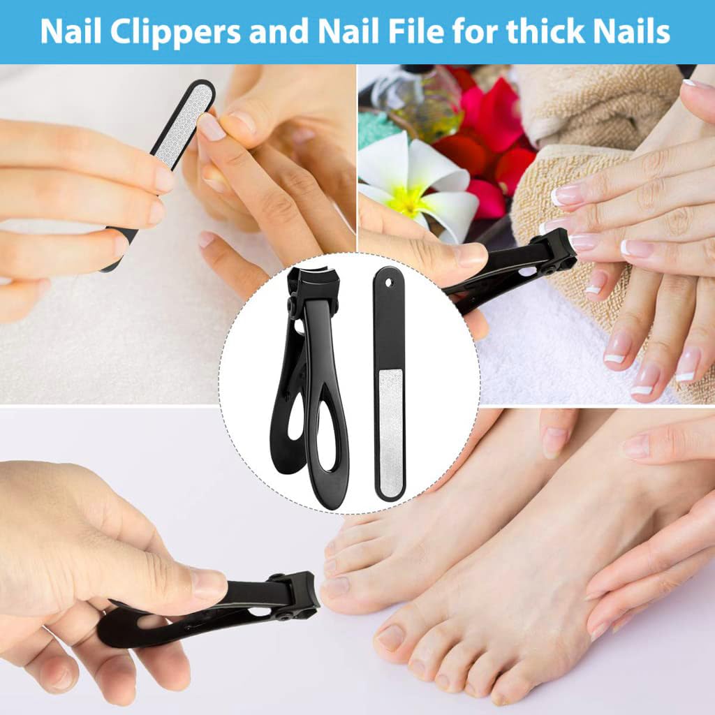 MAYCREATE Nail Cutter for Adults with Nail File, Nail Clipper Stainless Steel Nail Trimmer for Tough Nails Thick Nails, Anti-splash Manicure Kit