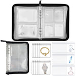 MAYCREATE Jewelry Organizer for Travel with 60 PVC Pouches and Zipper Binder | Transparent Storage Book