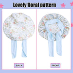 MAYCREATE 2pcs Kids Silk Bonnet for Hair, Baby Cap Floral Print Satin Hair Bonnet, Elastic Band Soft Silk Hair Cap for Sleeping, Night Hat Shower Cap for Toddlers Child Baby 2-8 Years Old Gift