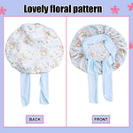 MAYCREATE Kids Silk Bonnet for Sleeping with Elastic Band and Floral Print | 2pcs Satin Hair Cap for Baby 2–8 Years