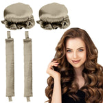 MAYCREATE 2Sets Satin Heatless Hair Curler, Hair Rollers for Heatless Curls with Hair Caps, Soft Curling Rod Headband for Long Hair Can Sleep in Overnight, DIY Hairstyling Tools, Gold