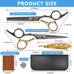 MAYCREATE Professional Hair Cutting Scissors Kits Stainless Steel Scissors Hair Dressing Scissors Barber Kit Straight Shears Teeth Scissors Thinning Shears Tools with Bag for Home, Salon