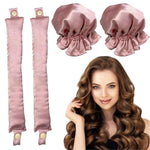 MAYCREATE 2Sets Satin Heatless Hair Curler, Hair Rollers for Heatless Curls with Hair Caps, Soft Curling Rod Headband for Long Hair Can Sleep in Overnight, DIY Hairstyling Tools