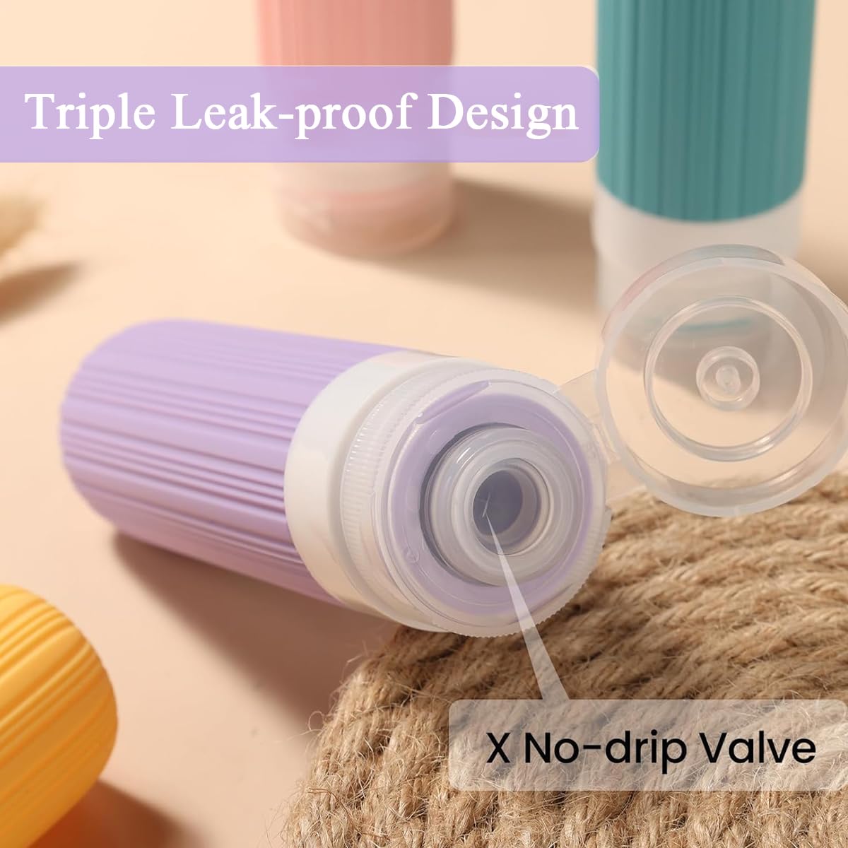 MAYCREATE Toiletries Travel Bottles Set for Air Travel with 8pcs 90ml and 40ml Leakproof Silicone Containers