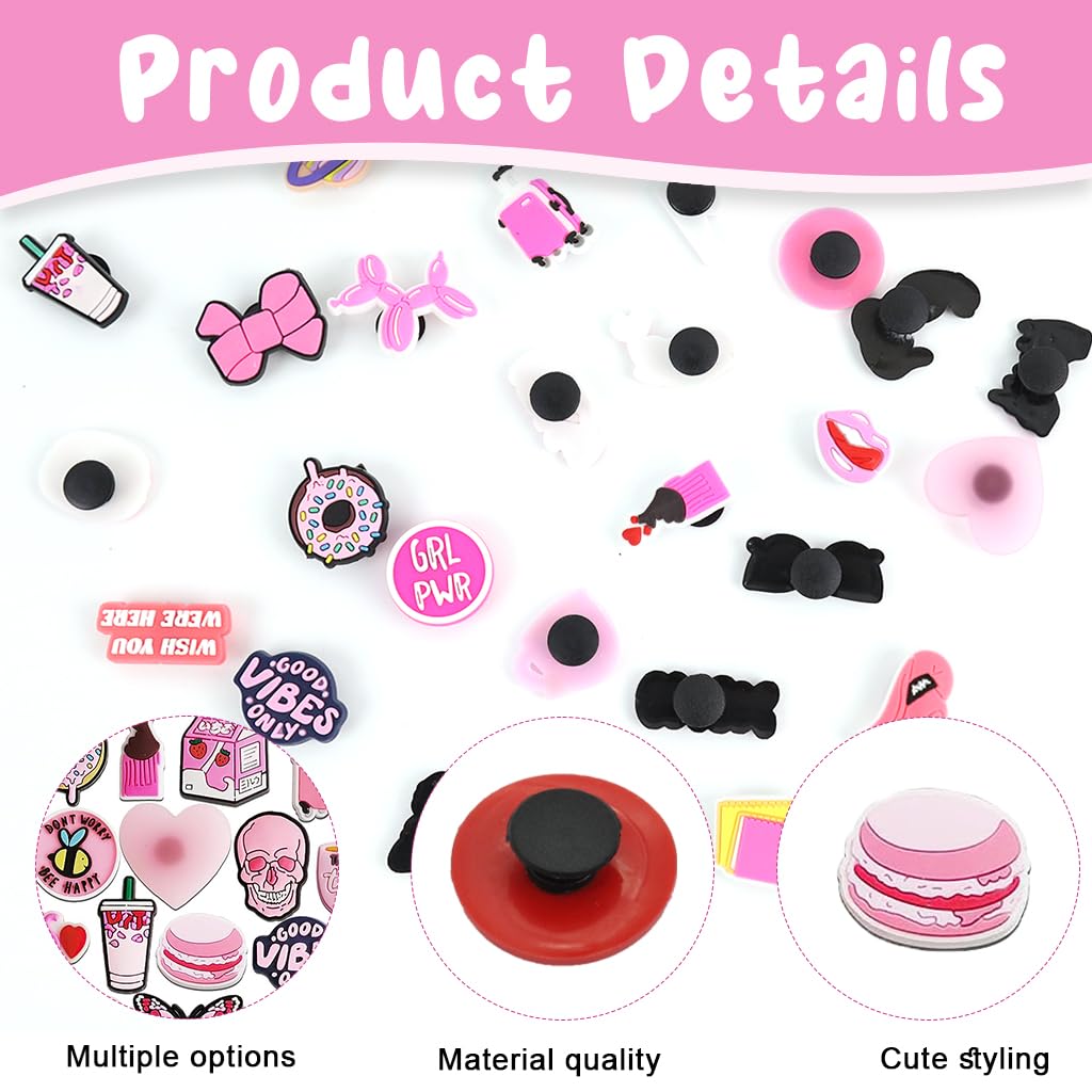 MAYCREATE 35pcs Pink Shoe Decoration Charms for Bubble Slides Sandals Clogs