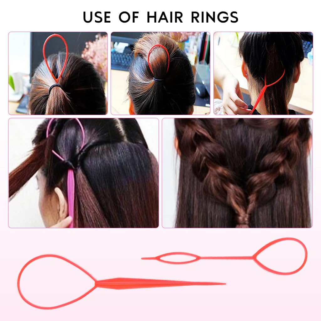 MAYCREATE Hair Brush for Women Edge Brush Set of 14Pcs, Hair Styling Comb Tools Set with Rat-Tail Comb, Slick Back Hair Brushes, Hair Threader, Hair Clips & Colorful Rubber Bands