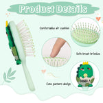 MAYCREATE Cute Dinosaur Hair Brush for Kids with 5.1 in Ergonomic Handle and Soft Bristles | Pink Mini Travel Comb