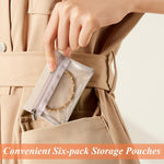 MAYCREATE 6Pcs Small Jewelry Organizer Pouch Bag Zip-up Jewelry Organizer Velvet Pouches Stylish Jewelry Organizer Pouches for Necklaces Bracelets Rings Earrings, Brooches, 4.5''x3.1''