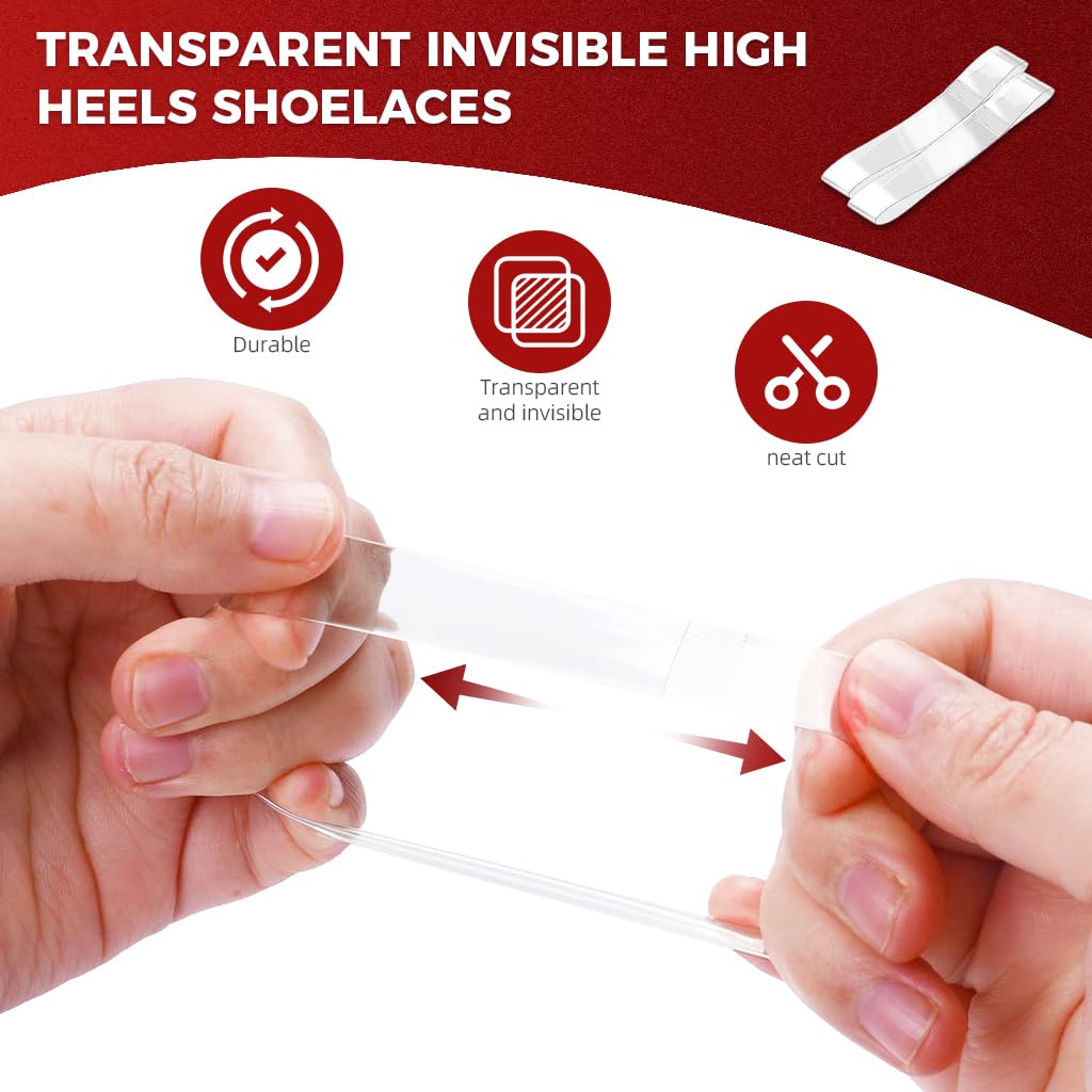 MAYCREATE 10 Pairs Transparent Invisible High Heel Shoe Straps Women Elastic Shoe Laces Anti Loose Shoelace Belt Ankle Straps for Holding Loose High Heel