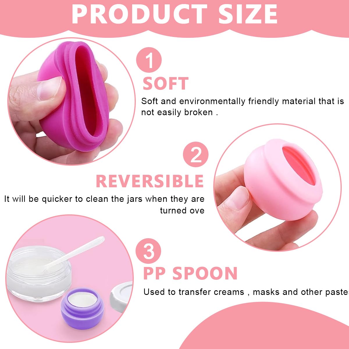 MAYCREATE Travel Containers for Cosmetics with Leakproof Lid featuring 4pcs 20ml Silicone Jars