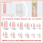MAYCREATE 24 pcs French Fake Nails,Plum Pink Press-On Gel Nails,Full Cover Press On False Nails with Double Sided Adhesive Jelly Tabs,Nail Art