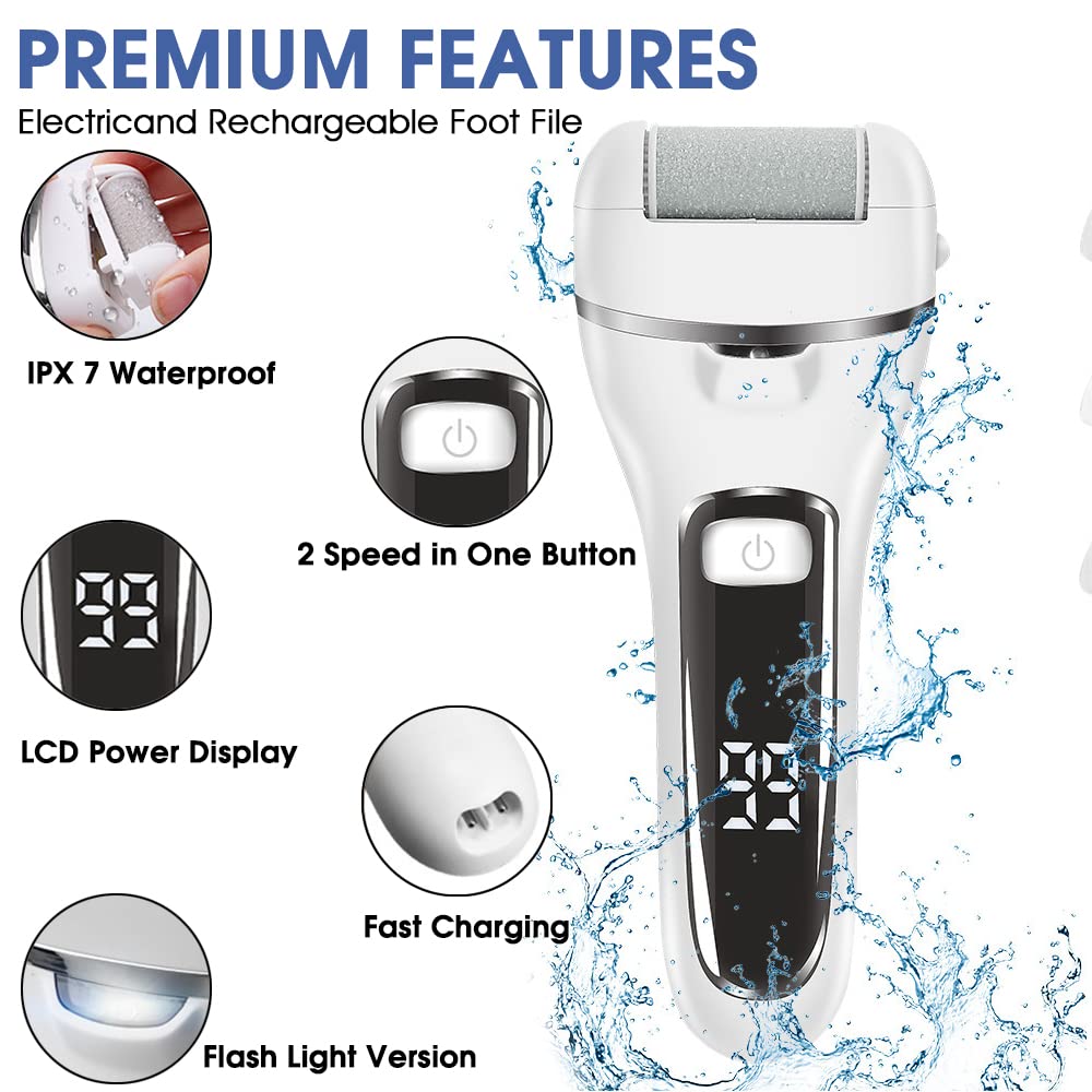 MAYCREATE Electric Callus Removers, Pedicure Scrubber For Women Pedicure Machine Rechargeable Electronic Pedicure Tools, Portable Pedicure Device for Callus, Professional Feet Care Kit at Home