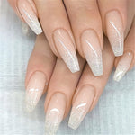 MAYCREATE 24 PCS Press-On Nails Matte Acrylic Full Cover Artificial Press On False Nails with Double Sided Adhesive Tabs, French Nails Artificial Nails Art Set