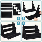 MAYCREATE Bracelet Organizer 3-Tier Bracelets Holder Jewelry Display Stand for Watch, Bangle, Bracelet - Detachable Velvet Desk Showcase Storage Rack, Black