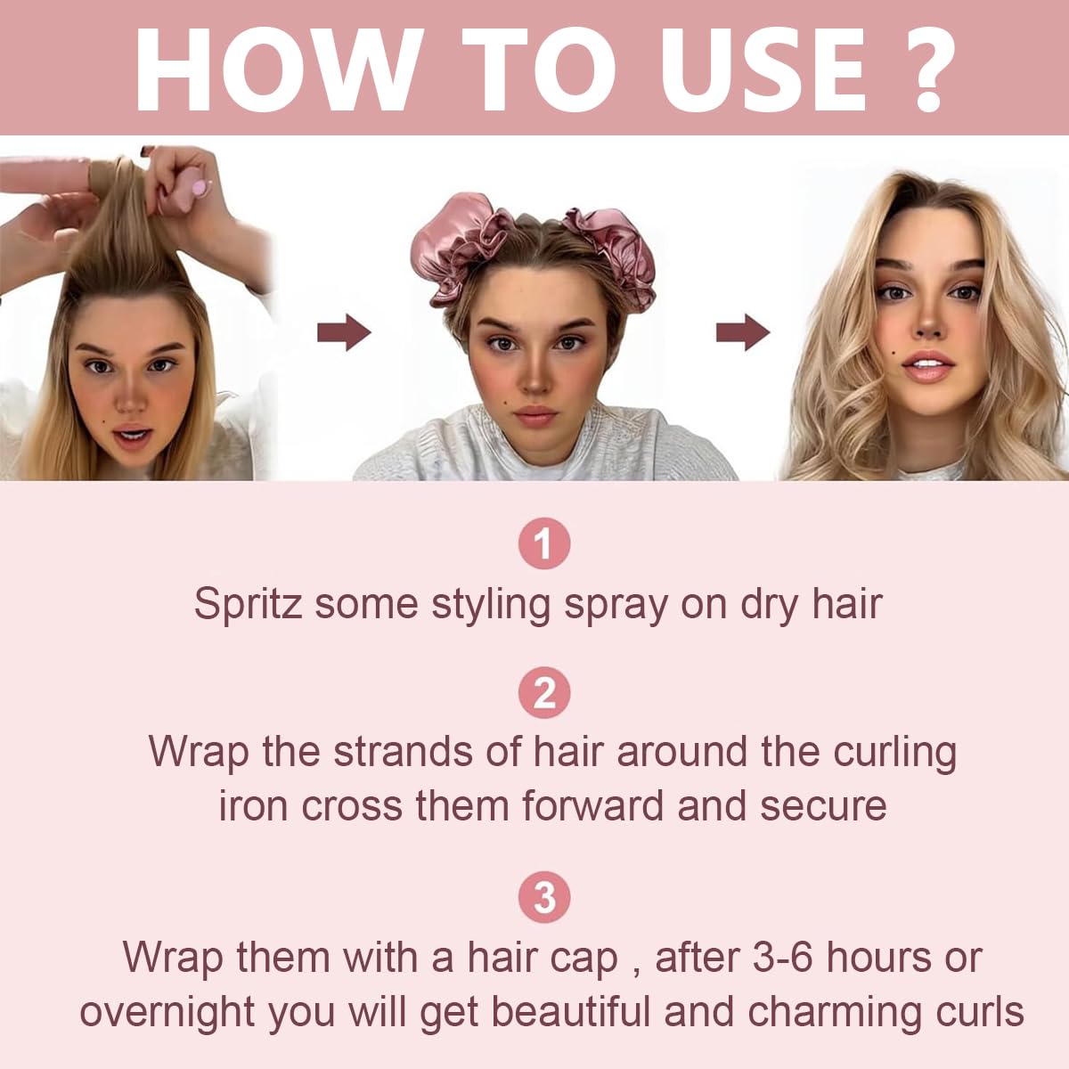 MAYCREATE 2Sets Satin Heatless Hair Curler, Hair Rollers for Heatless Curls with Hair Caps, Soft Curling Rod Headband for Long Hair Can Sleep in Overnight, DIY Hairstyling Tools