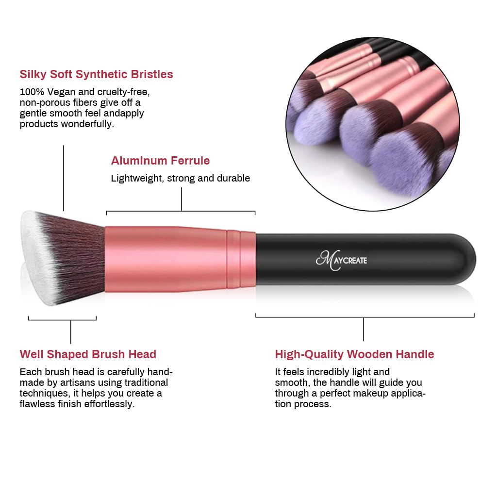 MAYCREATE Makeup Brush Set Professional 22PCS with Storage Pouch Brush Sets in Makeup with Ultra Soft Bristles Premium Makeup Brushes Kit with 2 Makeup Sponges+2 Powder Puff +1 Brush Cleaner