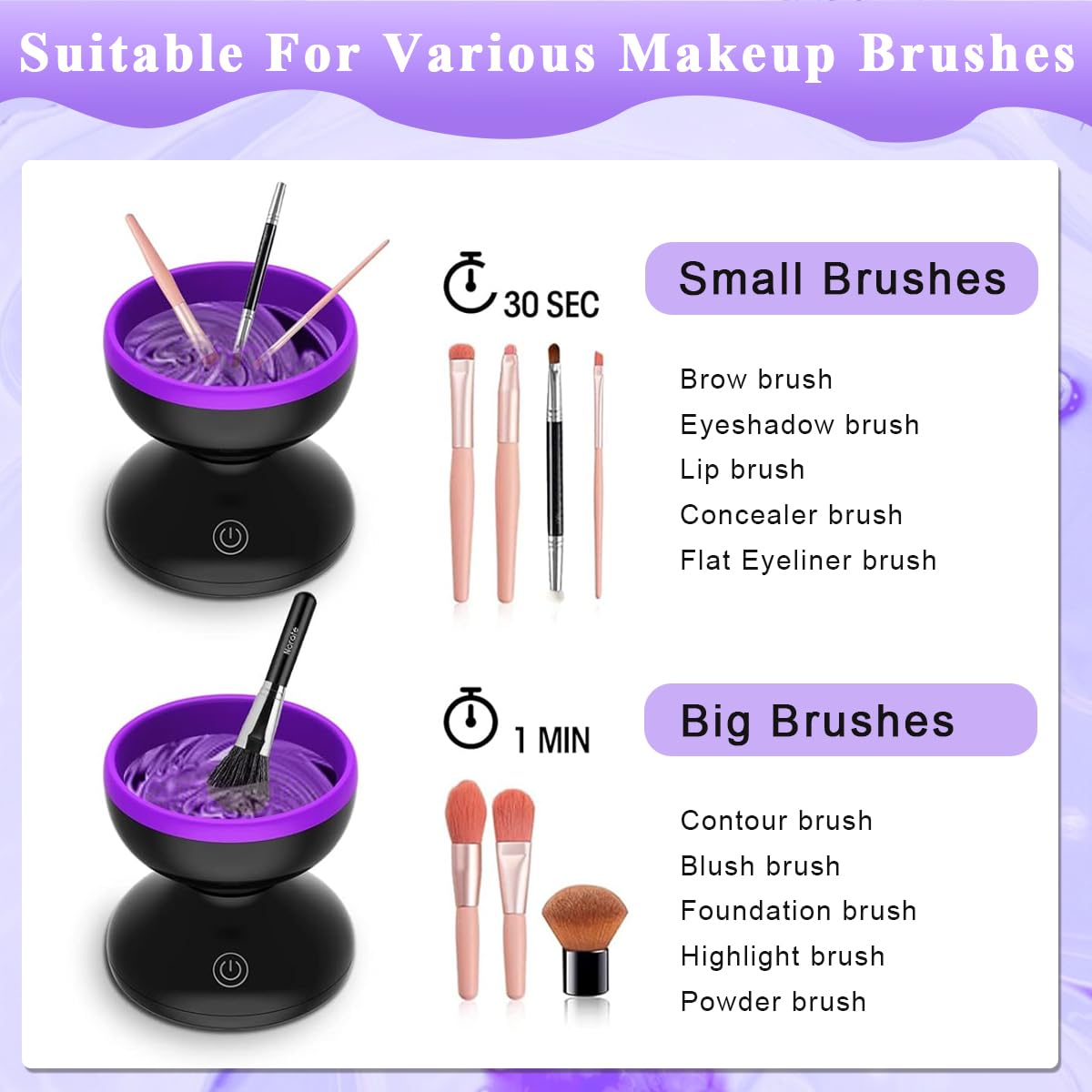 MAYCREATE Electric Makeup Brush Cleaner for All Sizes with 240 Silicone Heads | USB Spin Cup