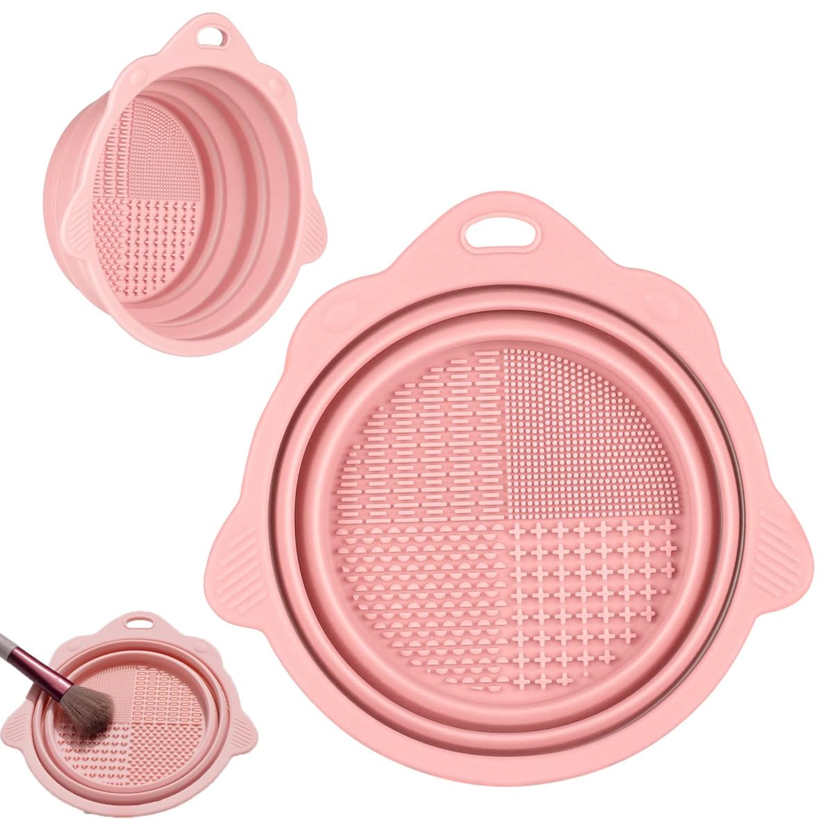 MAYCREATE Mini Makeup Brush Cleaner Bowl Silicone Makeup Brush Cleaning Basin 5.5 Inches Collapsible Cleaner Bowl for Makeup Brushes, Beauty-Blender Sponge Removing Residual Foundation