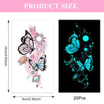 MAYCREATE Temporary Tattoos for Parties with Glow in the Dark Design | 20 Sheets Waterproof Stickers