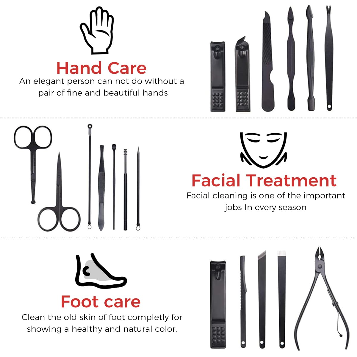 MAYCREATE Manicure Set for Women, Men Stainless Steel Professional Pedicure Kit, Nail Clipper for Manicure Kit & Eyebrow Grooming Kit Nail Care Tool Kit with Storage Case - 18pcs