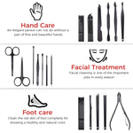 MAYCREATE Manicure Pedicure Kit for Women and Men with 18pcs Stainless Steel Tools | Portable Leather Case for Nail and Eyebrow Care