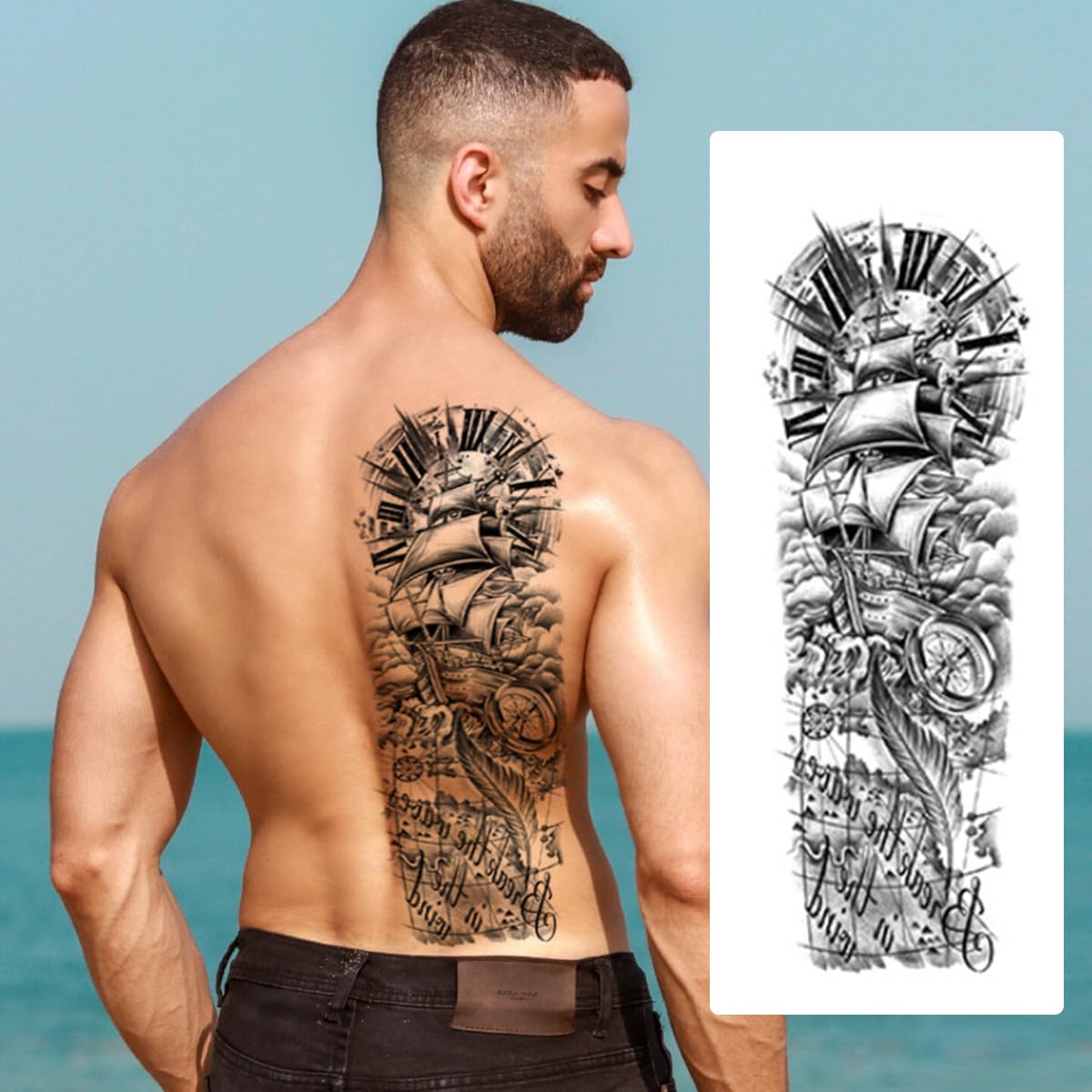 MAYCREATE Temporary Tattoos for Arms and Legs featuring 6 Sheets 48×17 cm Waterproof Designs | Ideal for Party and Club Looks