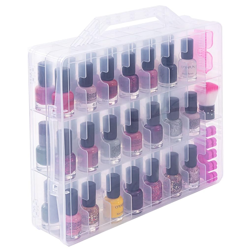 MAYCREATE® Nail Polish Organizer Case for 48 Bottles with 2 Nail Separators