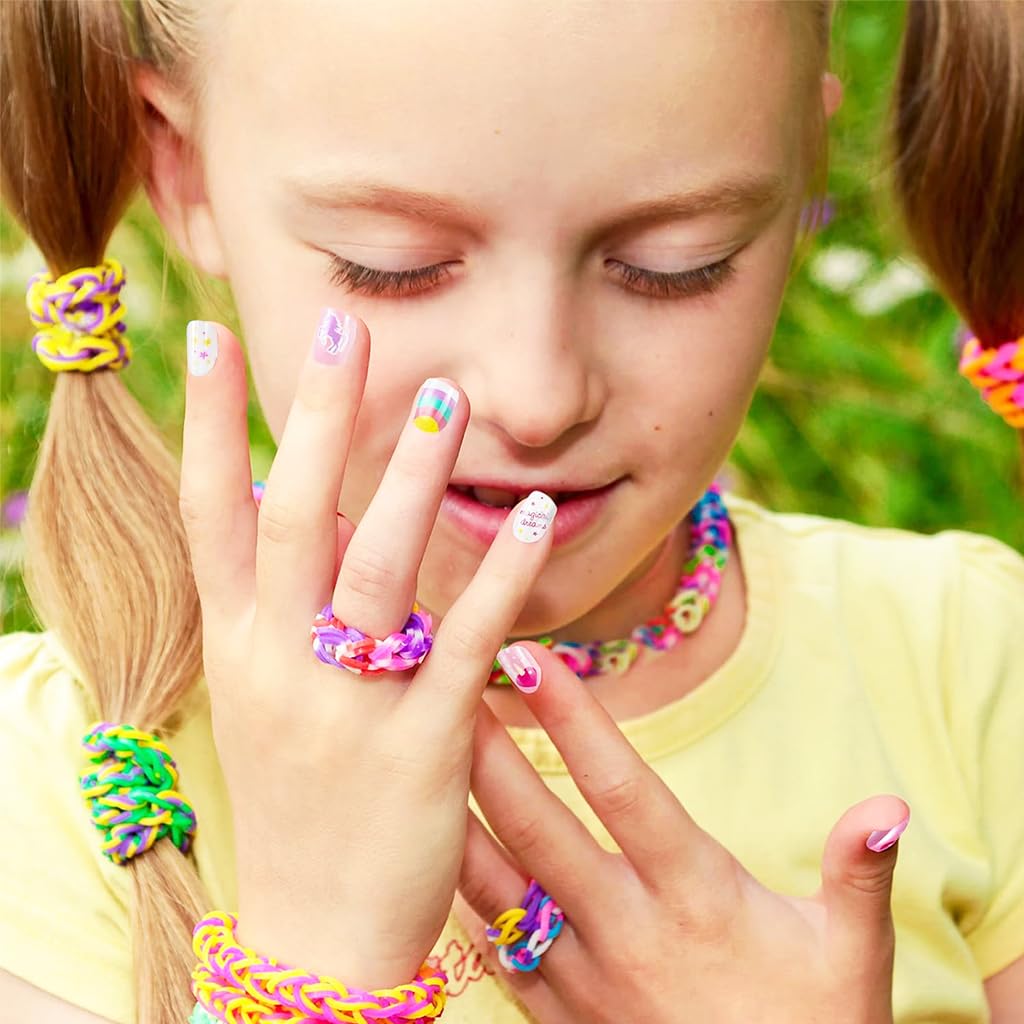 MAYCREATE Children Press On Nails Kit 72pcs with ABS Full Cover Tips for Girls | Fun DIY Gift