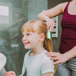 MAYCREATE Kids Hair Brush with 5.9 in Ergonomic Handle and Soft Bristles | Green Dinosaur Design