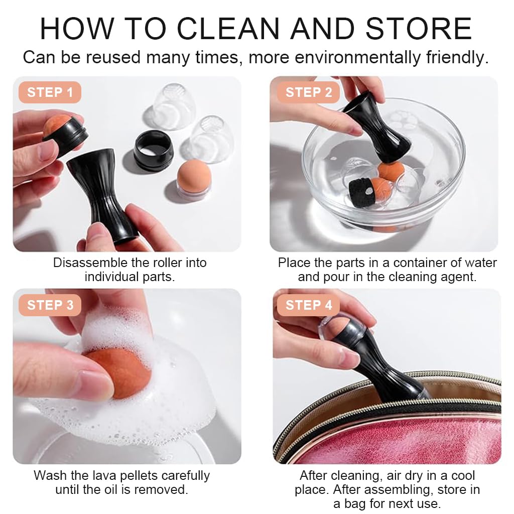 MAYCREATE 2Pcs Oil Absorbing Roller Blotting Paper for Oily Skin, Volcanic Stone Face Roller Oil Blotting Sheets for Face, Dual Head Natural Minerals Oil Control Facial Roller for Skin Massage