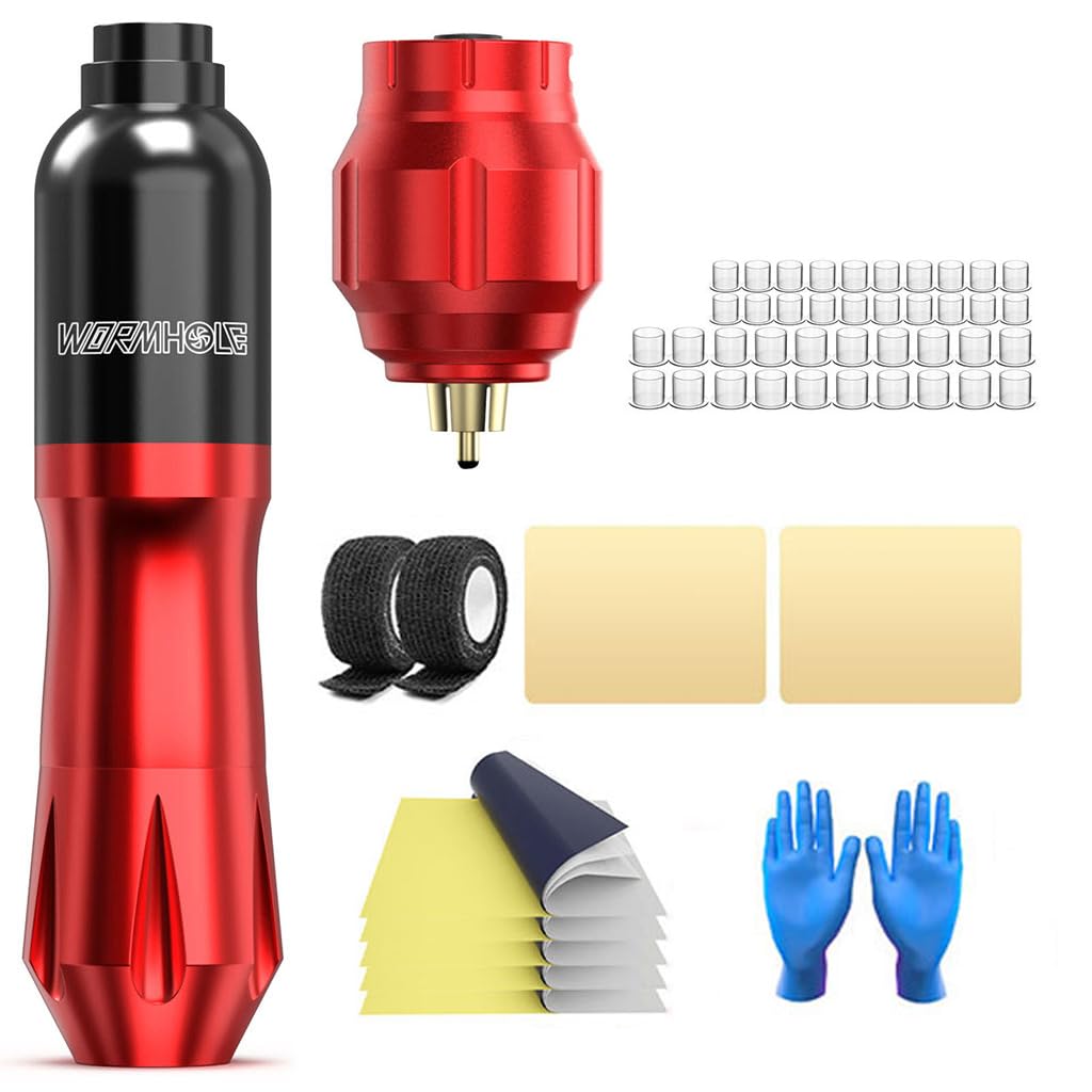 MAYCREATE Tattoo Machine Kit 6-11 V Wireless Tattoo Machine Full Kit Tattoo Pen Includes Rotary Tattoo Liner Pen, Cartridge Needle, Transfer Paper, Practice Skin, Tattoo Accessories