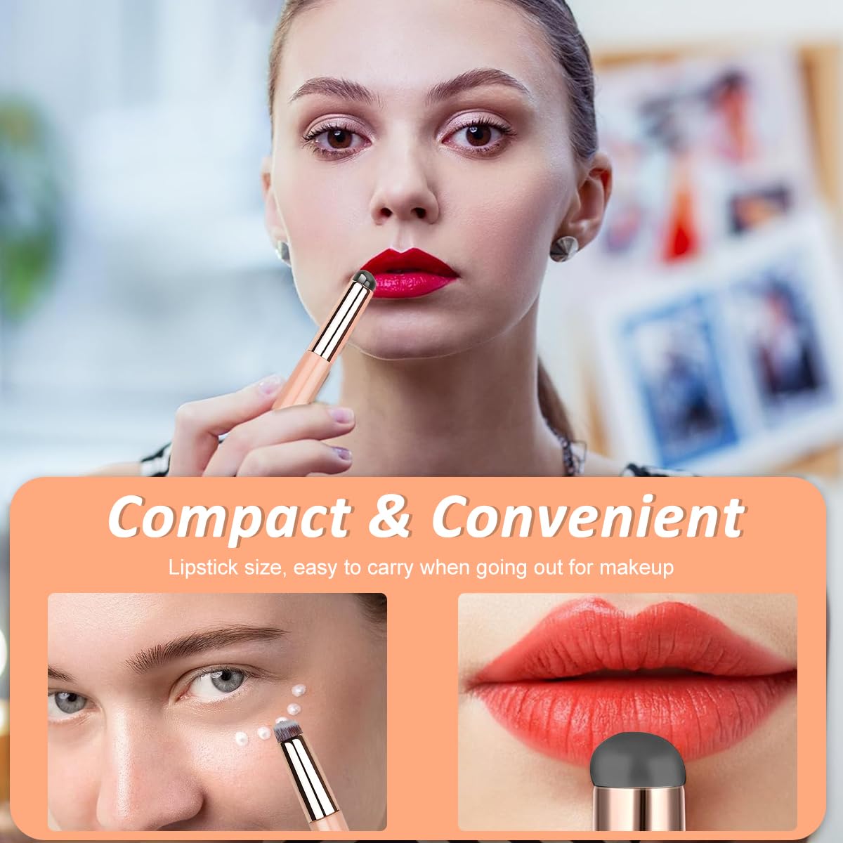 MAYCREATE Silicone Lip Applicator Lipstick Brush, 2 In 1 Lip Balm Applicator & Concealer Brush, Double-sided Travel Silicone Lip Brush for Lipstick, Lip Gloss, Concealer, Foundation - Pink