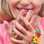 MAYCREATE Kids Press on Nails 36PCS for Girls featuring Pre Glued Full Cover Tips | Cute Rabbit Design