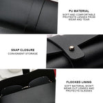 MAYCREATE Specs Case for Sunglasses and Eyeglasses featuring Stud Button Closure | 4pcs Soft PU Leather Travel Organizer 6.5×3.1×1.2 in