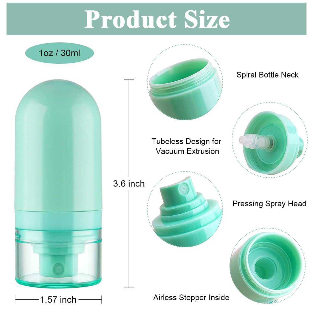 MAYCREATE 3Pcs Airless Pump Bottle Empty 30Ml Travel Pouch Spray Bottles With Lid, Macaron Color Refillable Travel Bottle Container Dispenser For Hair Sprays, Liquid, 4 Cms, Multi