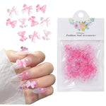 MAYCREATE Nail Decals for DIY Nail Art with 50pcs 3D Flat Back Resin Pink Bow Charms | Cute Decorative Design